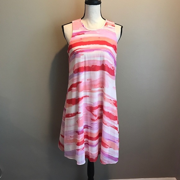 [Calvin Klein] Adorable Watercolor Trapeze Dress - Picture 3 of 6